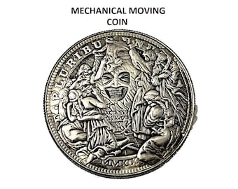 Mechanical Coin Roman Booteen Evil Face Medieval Alter 4 Moving Faces Of Evil Eagle Dollar Hobo Nickel American Unique Coin Rare