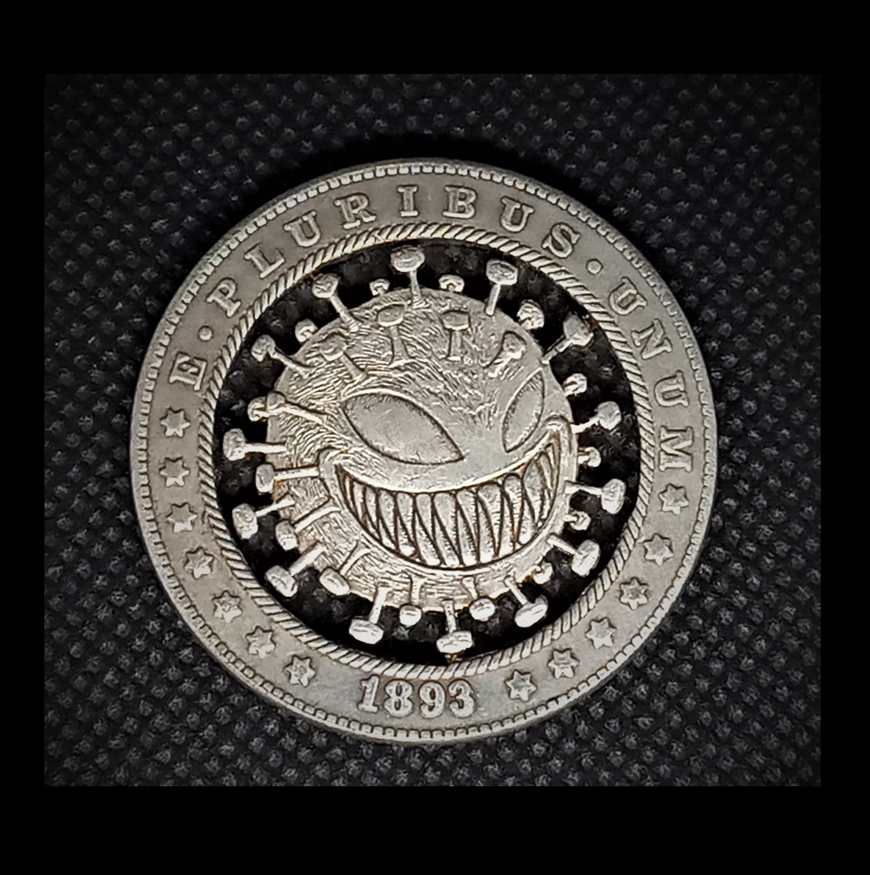 Hand Cut Evil Virus Molecule Germ Artwork Fantasy Hobo Coin Cutting ...