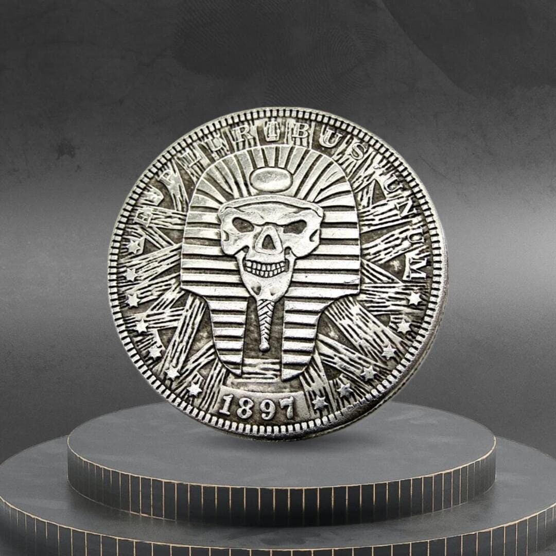 Hobo Coin Skull Pharaoh Ancient Egypt Gothic Art American Custom Coin ...