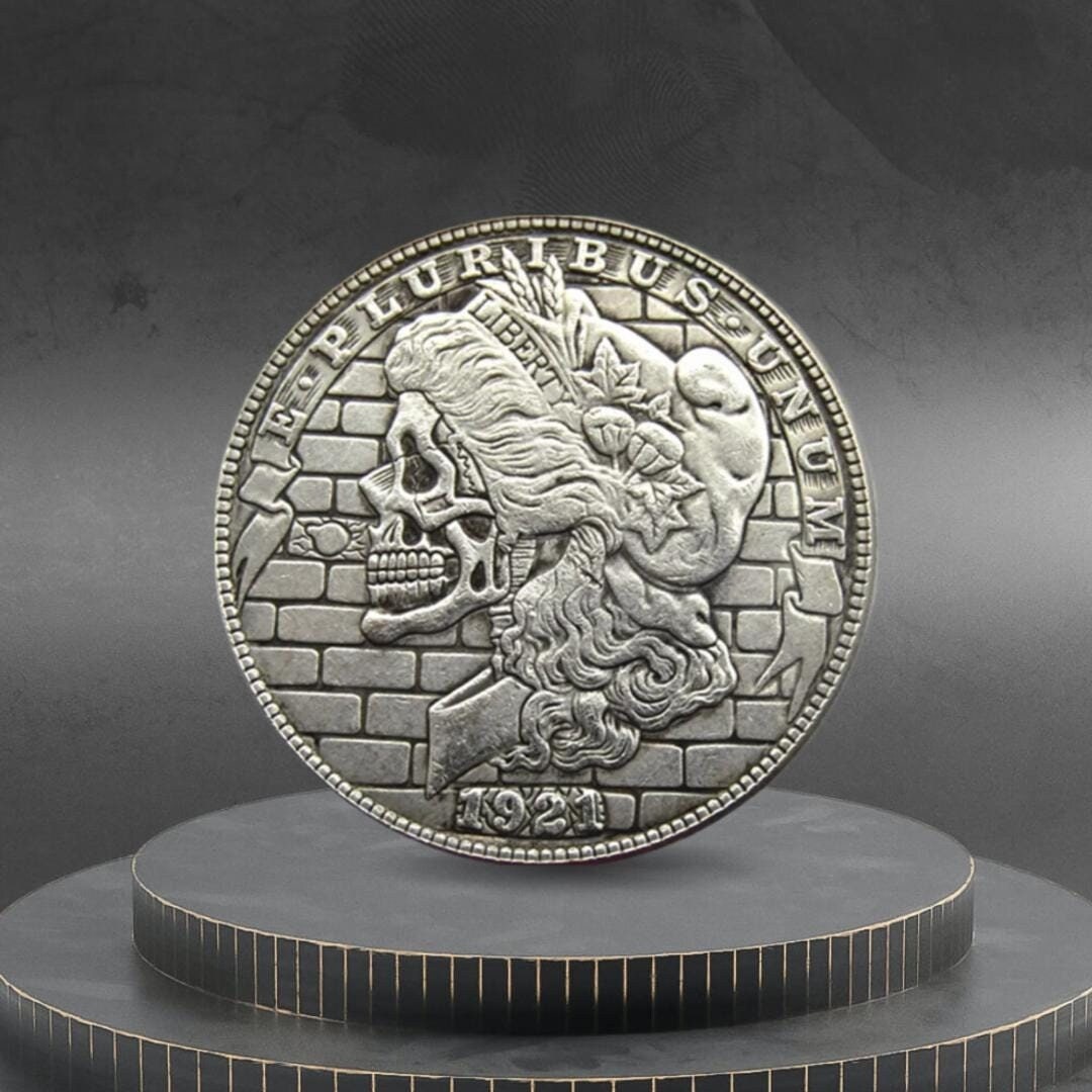 Hobo Coin Skull Morgan Gothic Dark Art American Custom Coin Dollar - Etsy