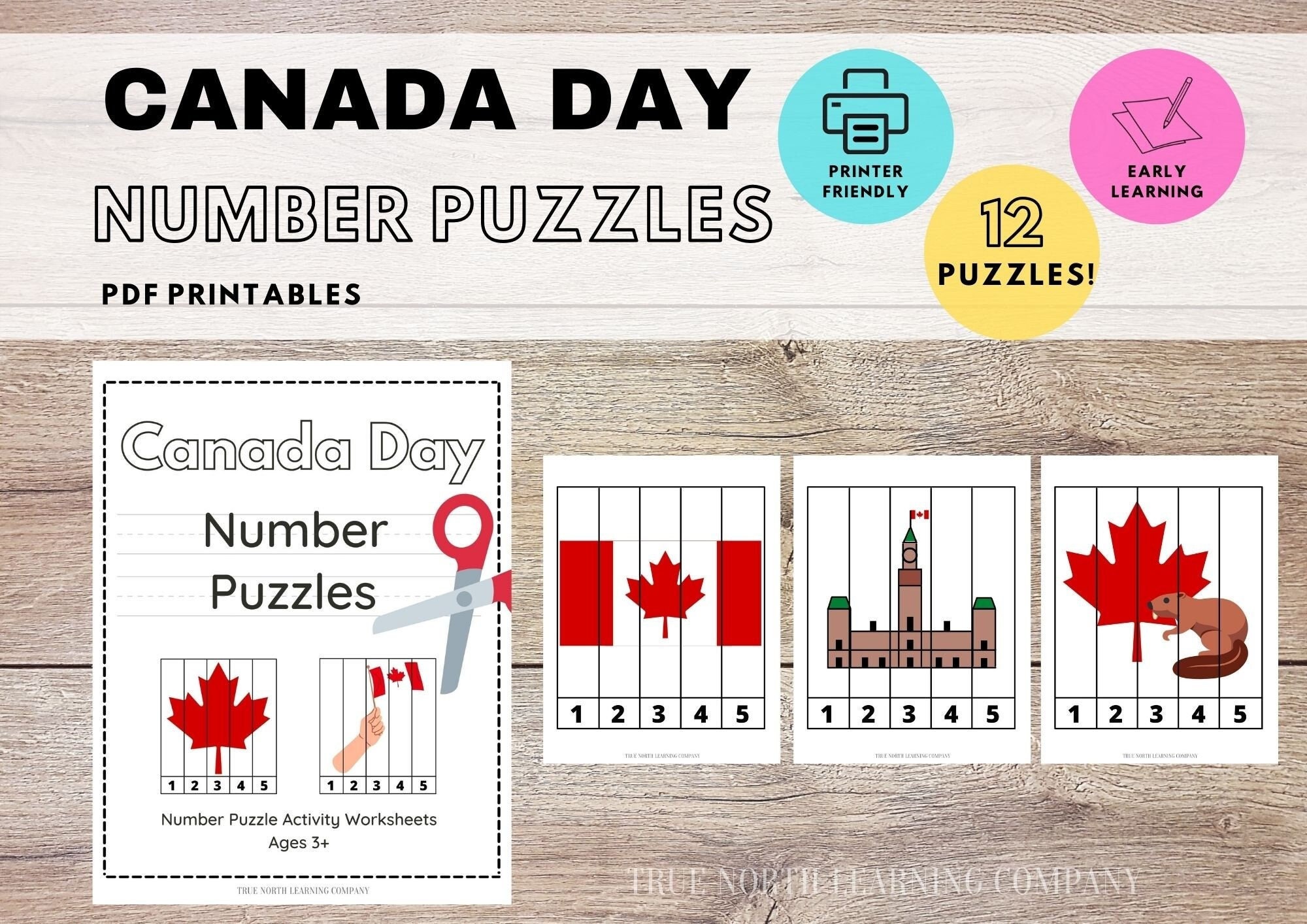CANADA DAY Number Puzzles Etsy