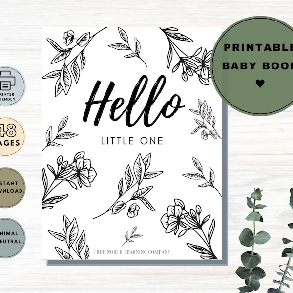 Baby Memory Book // Digital Printable Baby Book Pages // Minimal Gender Neutral Design