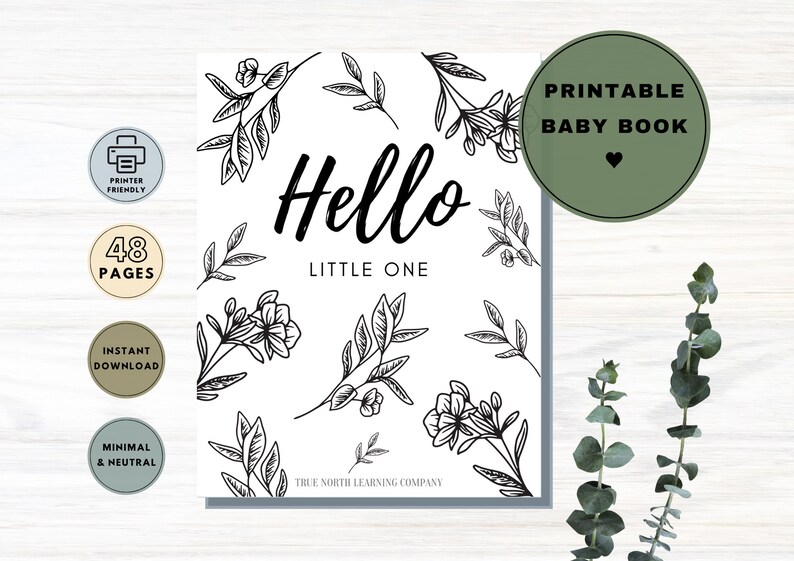 Baby Memory Book // Digital Printable Baby Book Pages // Etsy