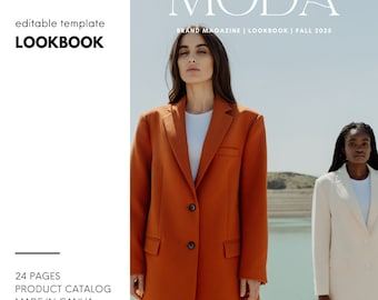 Fashion Lookbook Template: Minimalist Magazine (Canva, 24 Page)