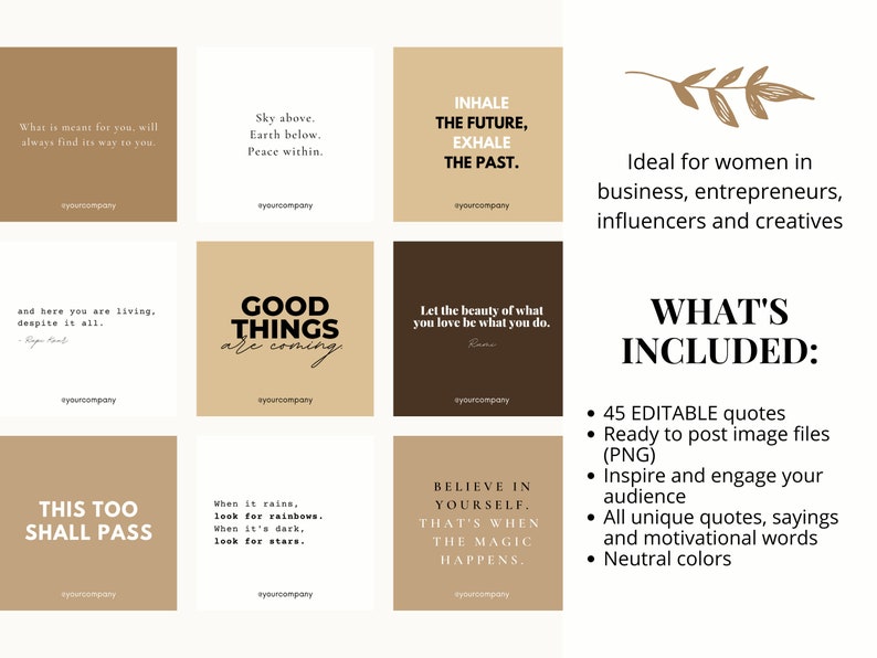 Editable Inspirational Quotes For Instagram Motivational Etsy Uk