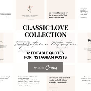 Love Quotes Instagram Posts: 32 Editable Templates (Canva)