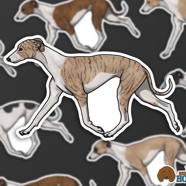 3" Whippet Sticker | Sighthound Sticker | Gaiting | Durable Waterproof Dishwasher Safe Indoor Outdoor