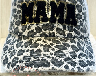 Mama Cheetah Print Hat, Mother's Day Gift, Gifts for Mom,Mama,Women's Baseball Hat, Mama Patch Hat, Summer Hat, Mom Hat,Pool Hat, Trendy Hat