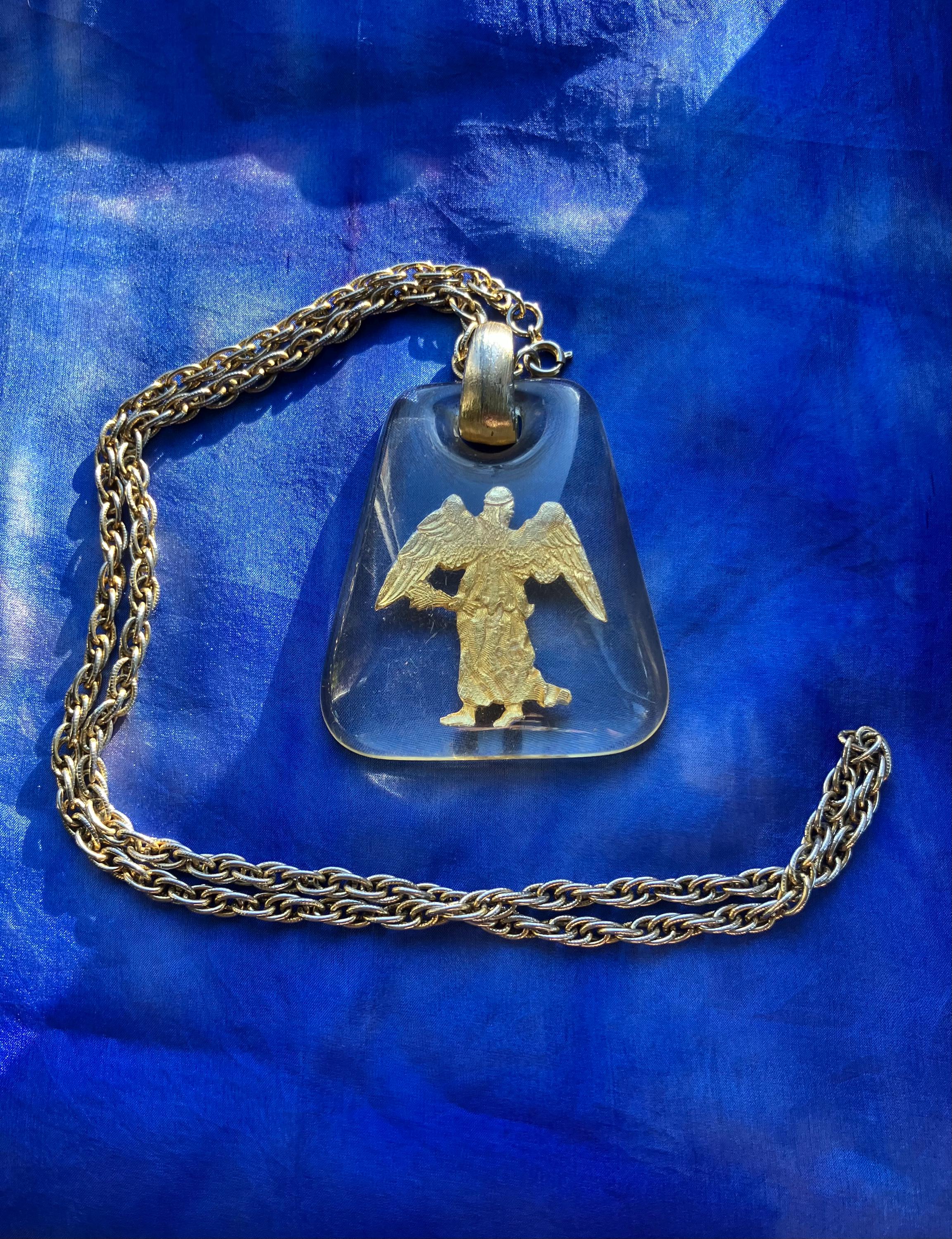 Pendentif Vintage Soleil HELENA RUBINSTEIN - Créateur, Métal Doré, Collier, Très Bon état