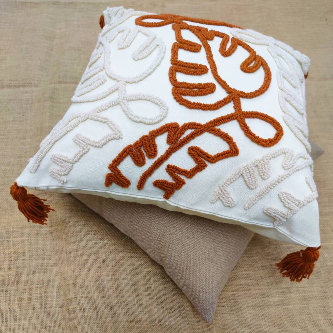 Punch Needle Embroidery Pillow Cover 40x40 Pillow Floral Etsy