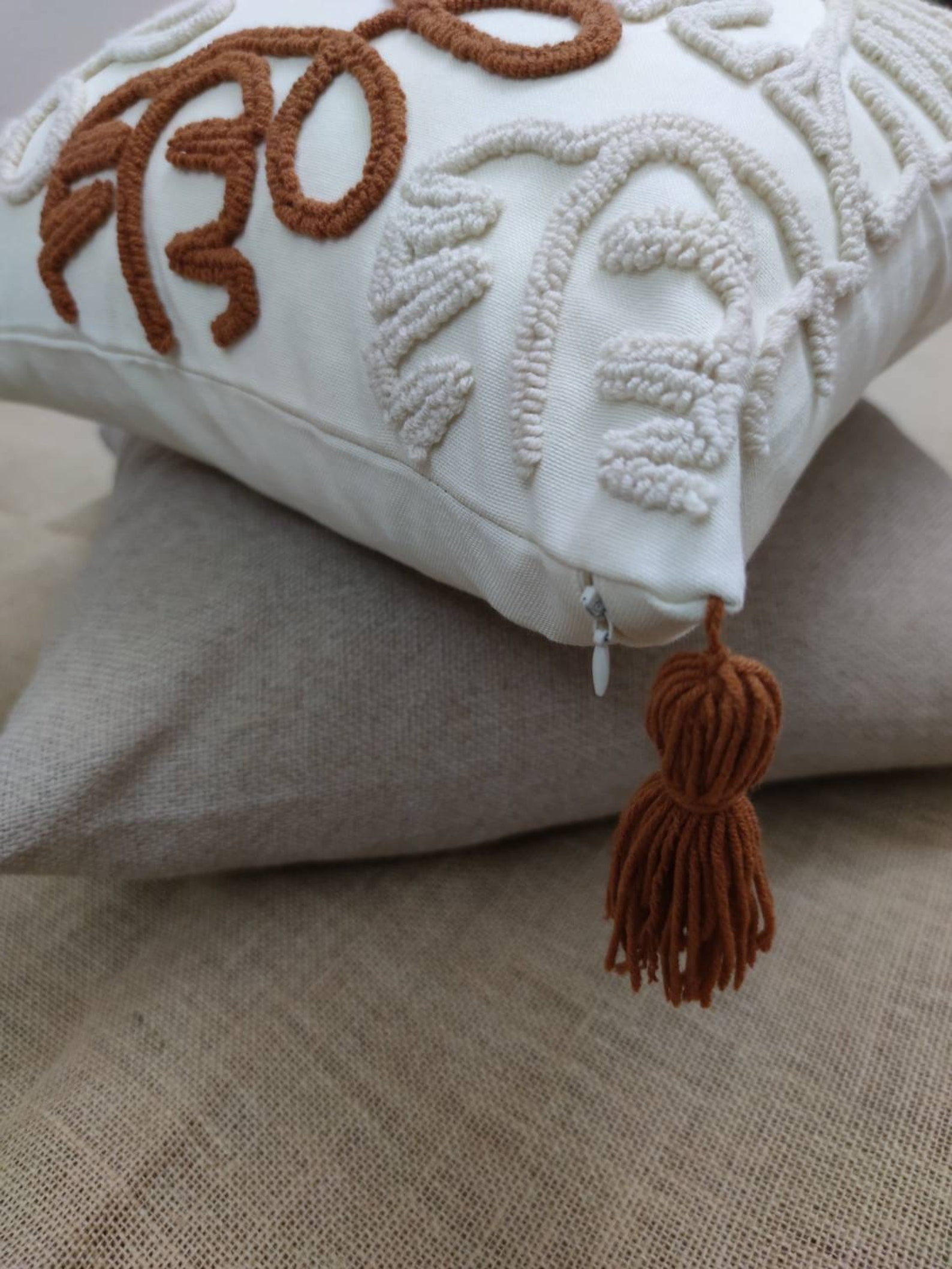 Punch Needle Embroidery Pillow Cover 40x40 Pillow Floral Etsy