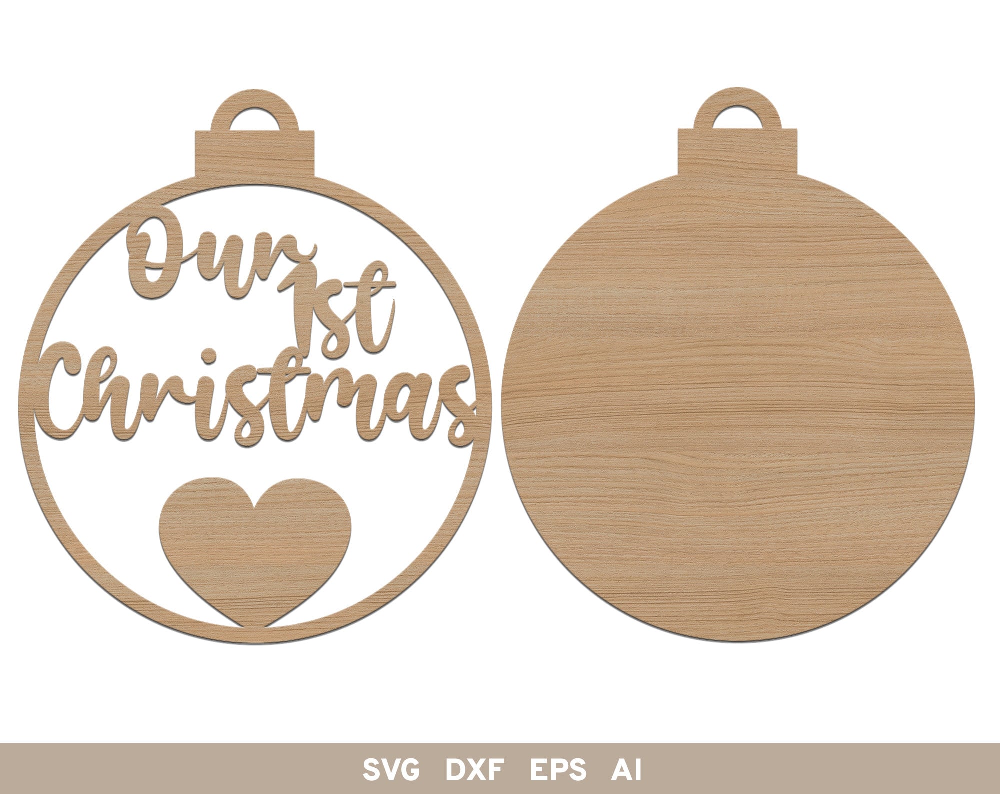 Our First Christmas SVG Christmas Ornament Digital Laser Etsy