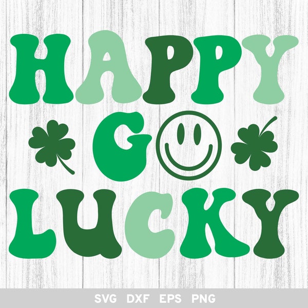St Patricks Day svg, Happy Go Lucky svg, Happy Go Lucky Shirt png, Happy Go Lucky Smiley Face, St. Pattys Day png, Digital Download Cut File