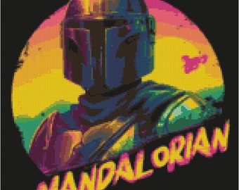 Cross stitch PDF Pattern MANDO MIAMI , Mandalorian pattern only 20 Aida