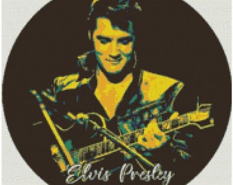 Cross stitch PDF Pattern Elvis Presley Aida 20 + Mini Elvis small pattern Aida 20
