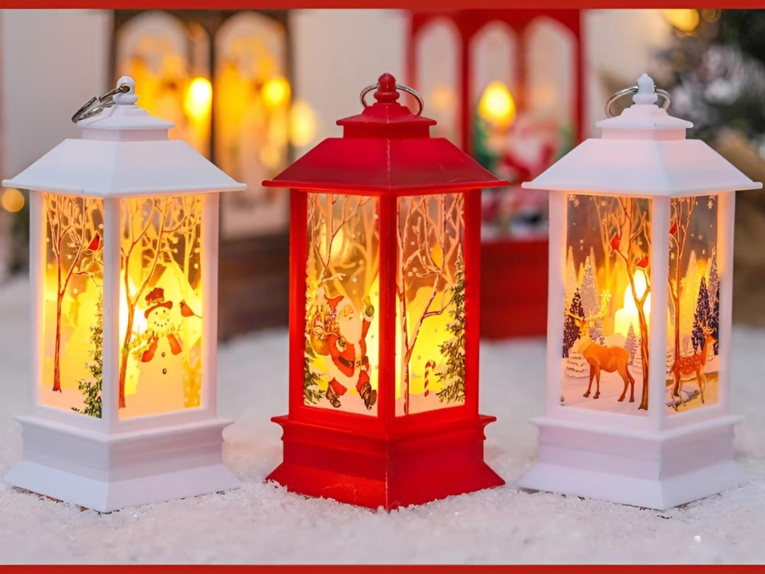 Christmas Lantern Lights, Set of 3, Merry Christmas Decorations for ...