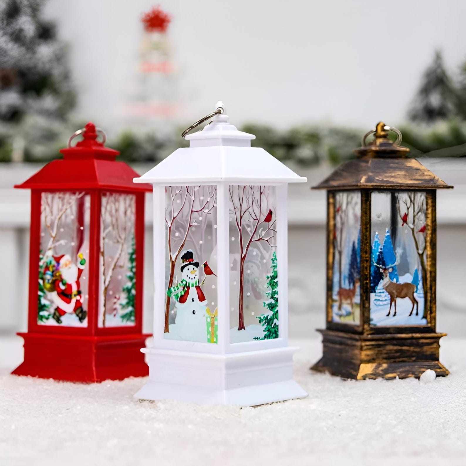 Christmas Lantern Lights, Set of 3, Merry Christmas Decorations for ...