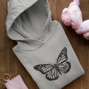 Butterfly Graphic Hoodie | Monarch Butterfly Hooded Sweatshirt | Vintage Butterfly Graphic Sweatshirt | Cute Hoodie for Women