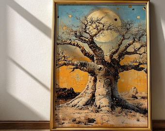 Baobab Tree Wall Art – African Symbol of Strength & Heritage Art Print