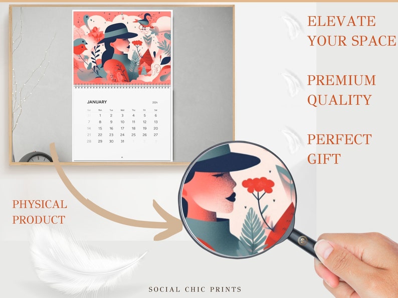 2024 Calendar, Wall Calendar 2024, Start the Year, Valentine Love Gift