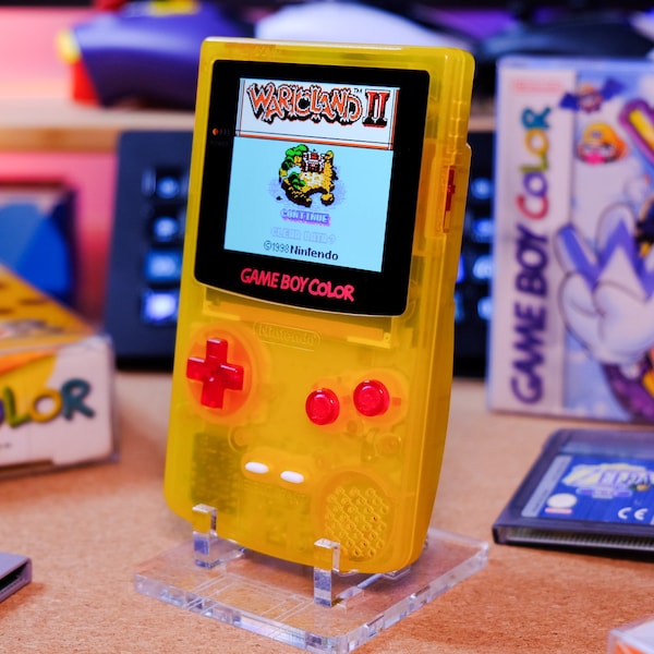 Nintendo Gameboy Color IPS Transparente (Jaune Transparent/Rouge)