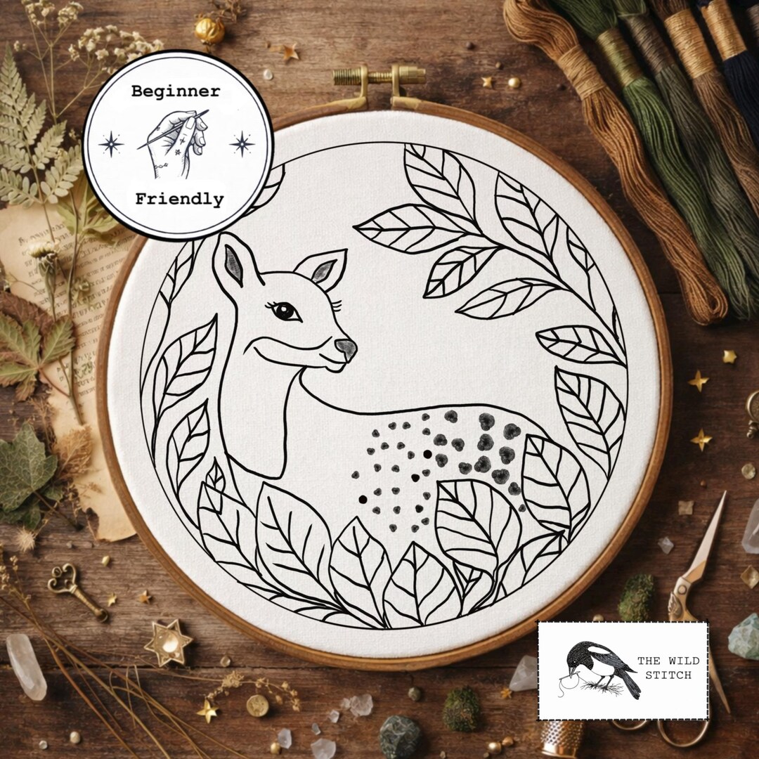 Deer Embroidery Pattern for Beginners | PDF Download With Step by Step ...