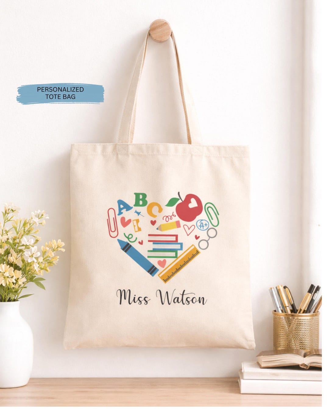 Personalized Teacher Tote Bag – Custom Name Gift for Teachers, Teacher ...