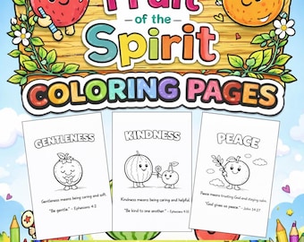 Fruits of the Spirit Coloring Pages for Kids | Christian Preschool Coloring Pages | Bible Verse Coloring Book | Sunday School Printable