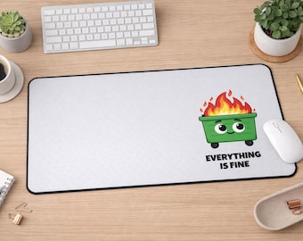 Funny Dumpster Fire Mouse Pad, Everything Is Fine Meme Desk Mat, Office Decor
