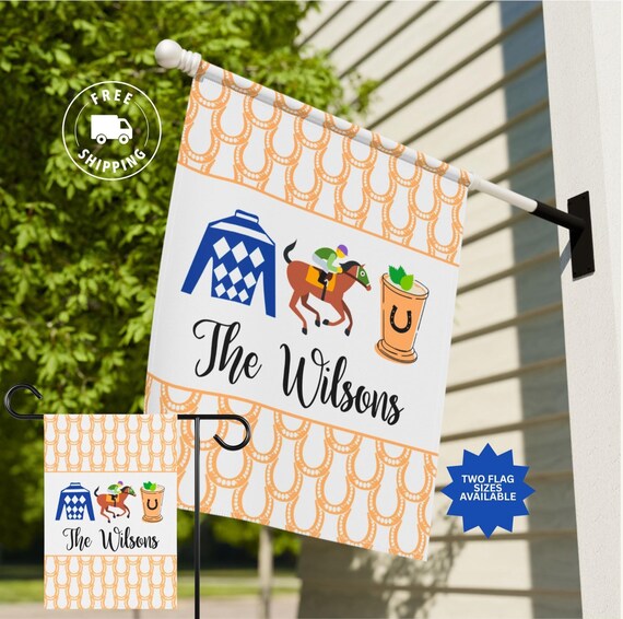 Derby Kentucky Custom Garden Flag for Horse Racing Fans-Perfect Hostess Gift Idea, Personalized Derby Outdoor Yard Sign and Fun Party Decor