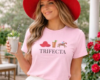 Kentucky Derby Shirt-Derby Day Trifecta Tee for Women, Run for the Roses Outfit, Derby Party Shirt, Mint Julep Girls Trip Top