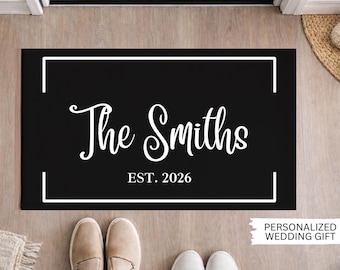 Personalized Wedding Gift Door Mat, Custom Last Name Doormat, Newlywed Gift, Bridal Shower Gift, Engagement Present