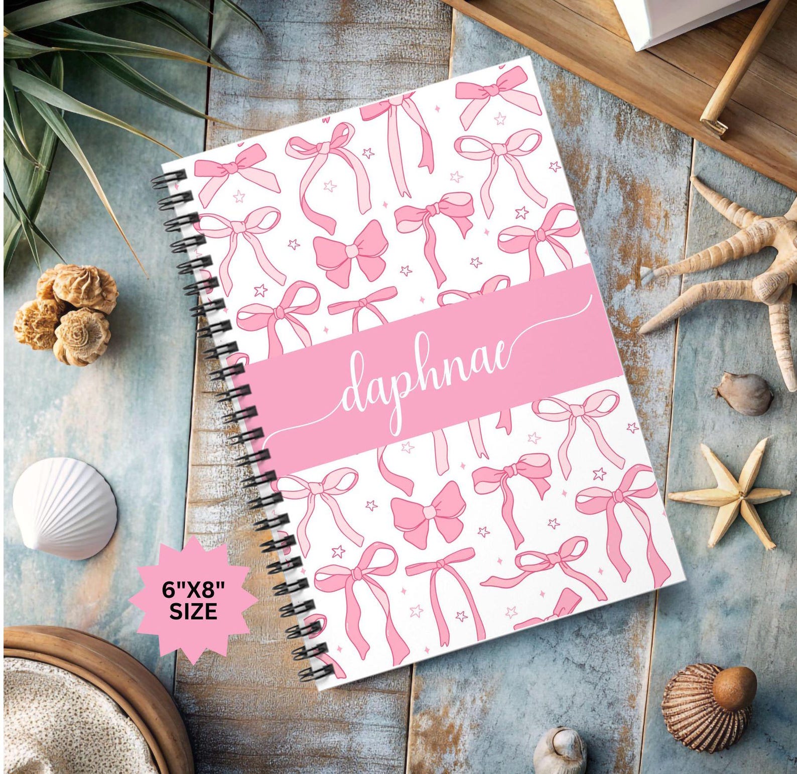 Personalized Pink Coquette Bow Journal and Notebook - Custom Spiral ...