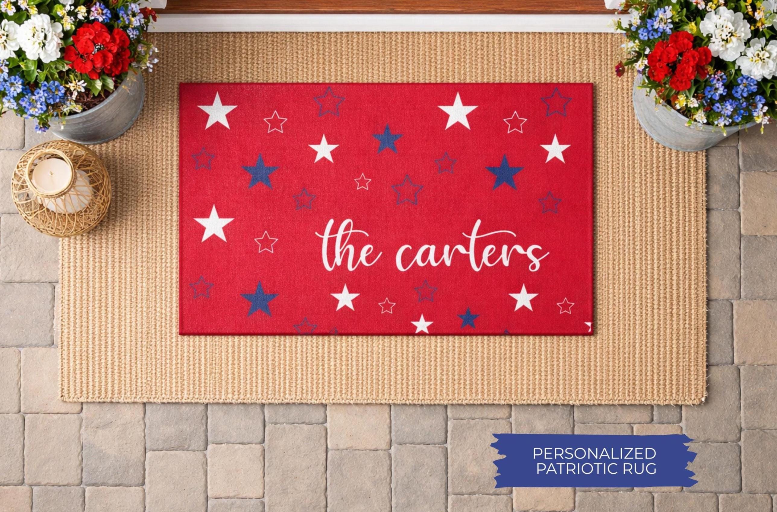 Prepppy Patriots Rug Custom Patriotic Rug Personalized Indoor Outdoor Mat With American Flag ...