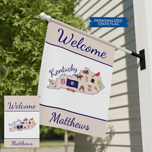 Personalized State Garden Flag -Choose Your State (50 Options) | Custom Family Name | Welcome Yard Flag - USA Outdoor Banner Decor