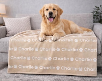 Personalized Dog Blanket- Custom Pet Name Blanket for Dog Lovers, Custom Dog Throw, Personalized Puppy Gift, Dog Mom Gift, Dog Dad Gift