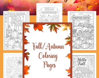 Herfstkleurplaten voor volwassenen: afdrukbare kleurplaten herfst: pdf- en png-bestand downloaden,| Herfstspreuken pompoenen en gezellige herfst Thanksgiving 35 pagina's