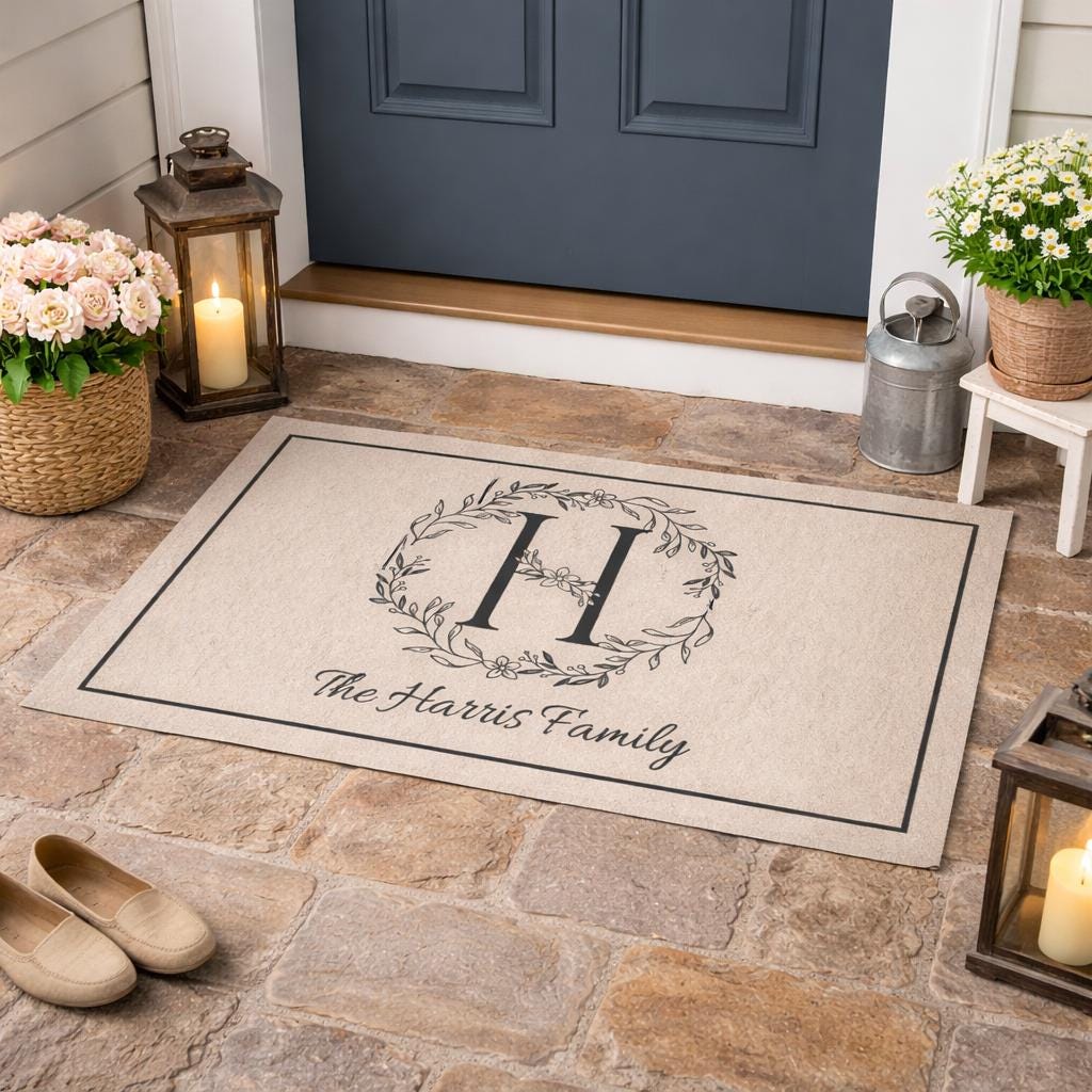 Personalized Monogram Doormat, Custom Family Name Door Mat, Large ...