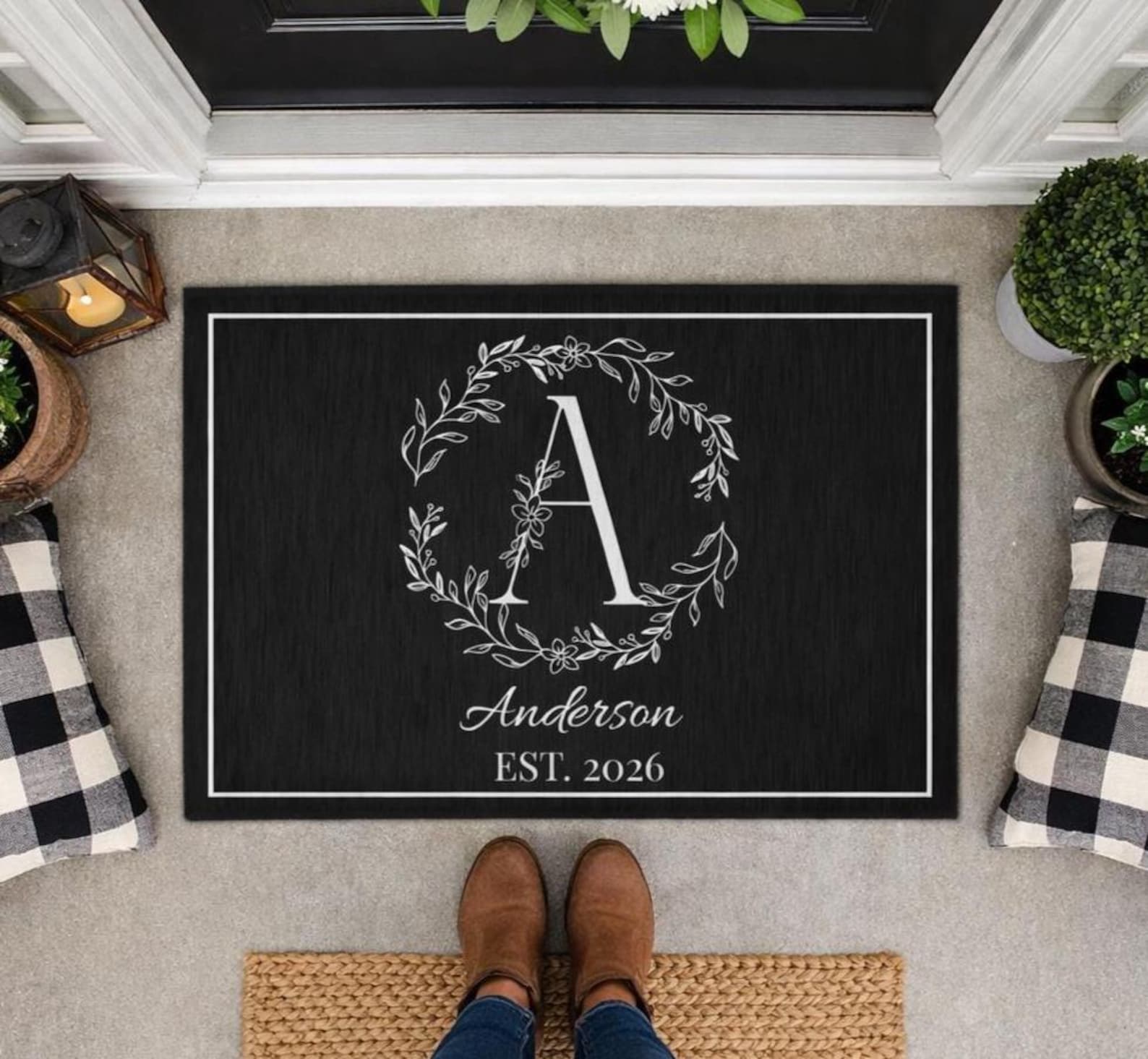Personalized Monogram Doormat, Custom Family Name Door Mat, Large ...
