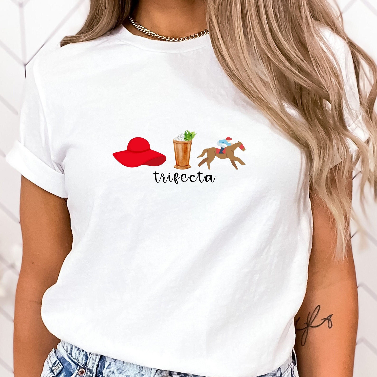 Derby Tshirt Women's, Trifecta Kentucky Horse Racing Gift, Fun Derby