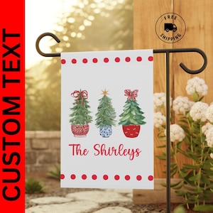 Christmas Custom Chinoiserie Yard Flag - Winter Personalized Preppy Outdoor Decor, Holiday Hostess and Housewarming Gift, Elegant Xmas Home