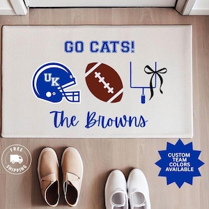 Custom Football Doormat Rug – Personalized College Team or NFL Welcome Mat – Sports Fan Gift and Game Day Entry Rug, Tailgate Party Decor