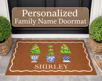 Personalized Doormat Custom Family Name Welcome Mat, Outdoor Front Porch Rug, Housewarming Gift, Custom Entry Mat
