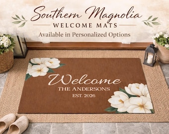Southern Magnolia Chenille Welcome Mat, Estate Floral Entry Rug