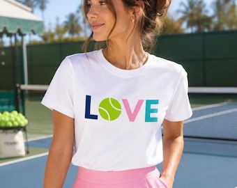 Preppy Tennis Shirt or Sweatshirt, Tennis LOVE Tee, Cute Tennis Outfit, Tennis Lover Gift for Women