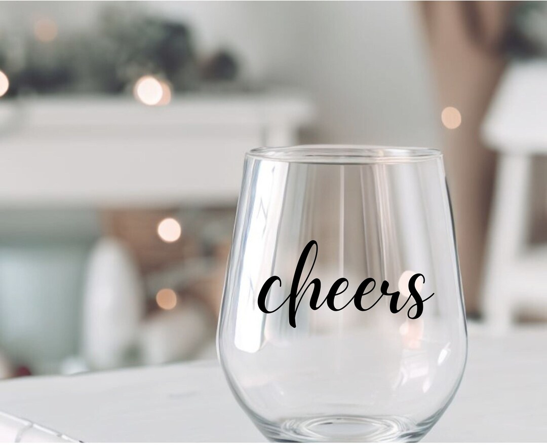Cheers Stemless Wine Glass, New Year's Eve Celebration Wine Glass 11.75