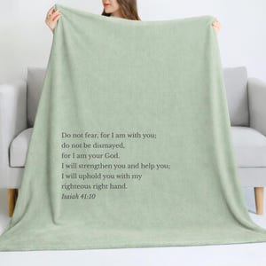 Christian Scripture Blanket – Isaiah 41:10 Personalized Throw | Faith Encouragement Gift | Cozy Fleece Blanket | Religious Home Decor