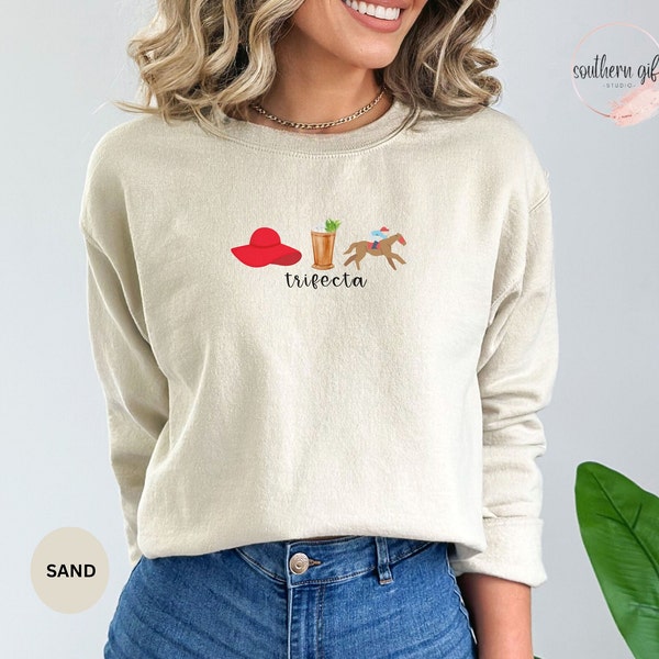 Derby Trifecta Sweatshirt for Women, Kentucky Derby Sweatshirt, Horse Racing Lover Gift for Women, Derby Hats Mint Juleps and Horses