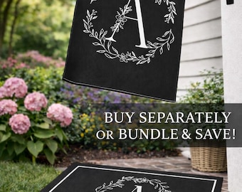 Personalized Monogram Garden Flag & Doormat Set, Custom Initial Entryway Decor, Housewarming Gift for Her, Elegant Outdoor Home Decor