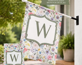 Custom Floral Monogram Garden Flag – Personalized Spring Summer Yard Decor